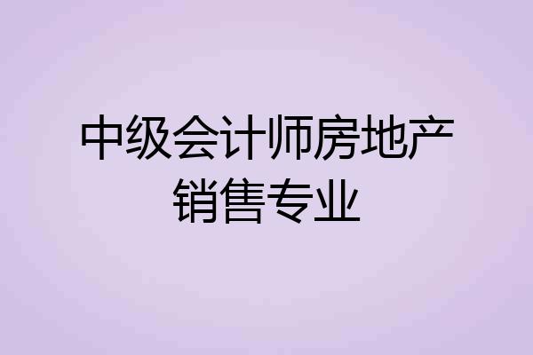 中级会计师房地产销售专业