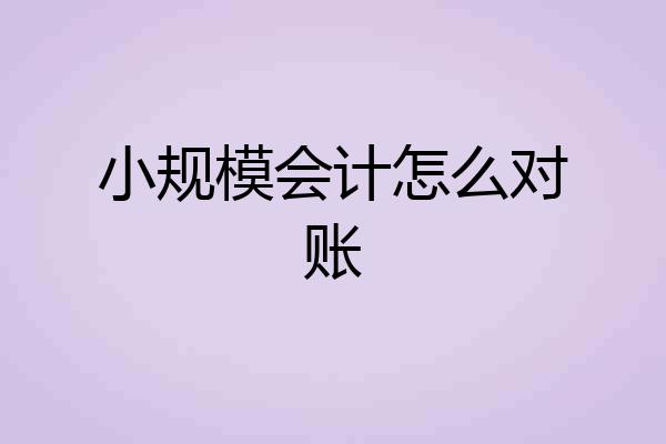 小规模会计怎么对账