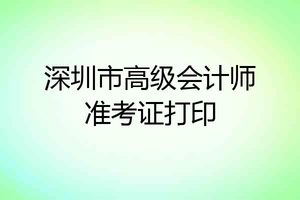 深圳市高级会计师准考证打印