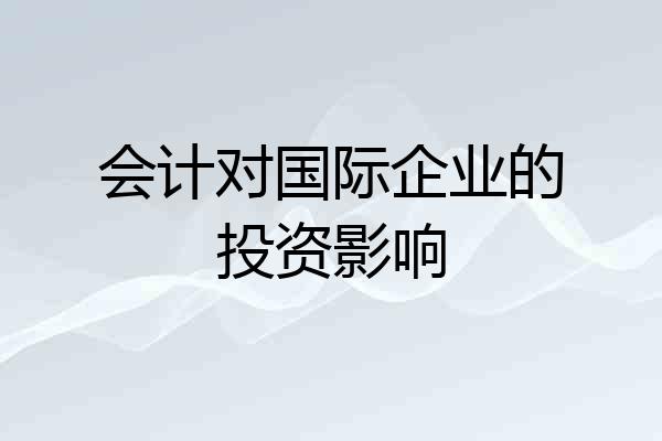 会计对国际企业的投资影响