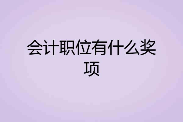 会计职位有什么奖项