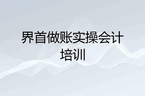 界首做账实操会计培训