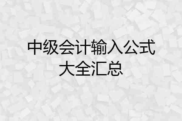 中级会计输入公式大全汇总