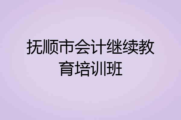 抚顺市会计继续教育培训班