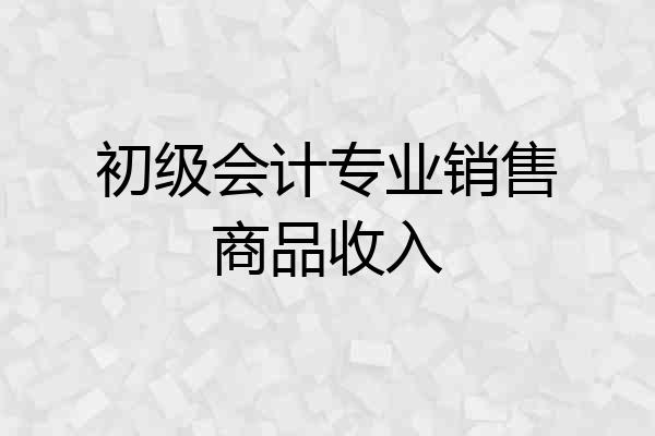 初级会计专业销售商品收入