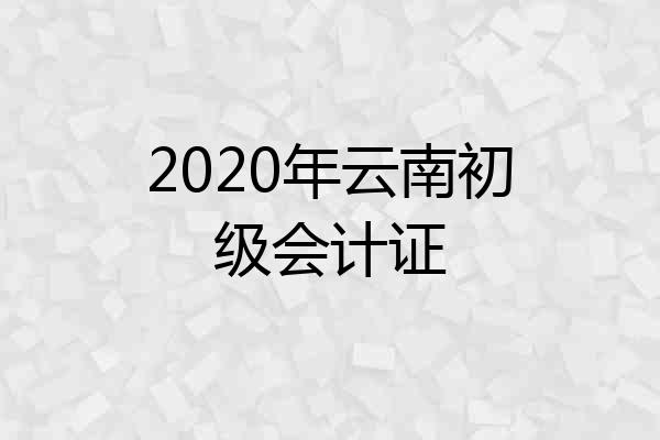 2020年云南初级会计证
