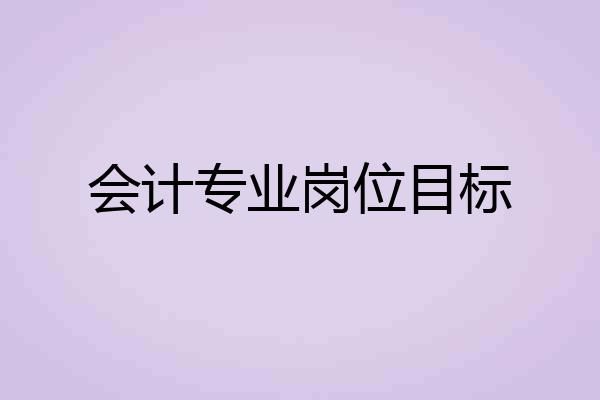 会计专业岗位目标