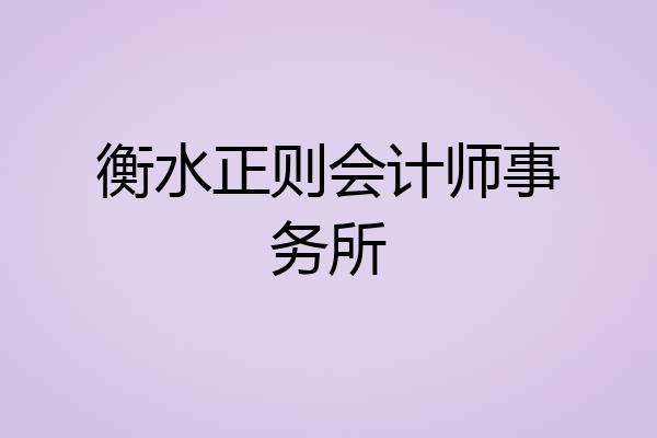 衡水正则会计师事务所