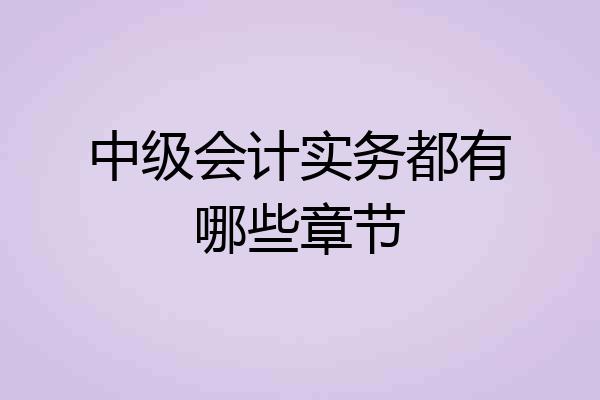 中级会计实务都有哪些章节