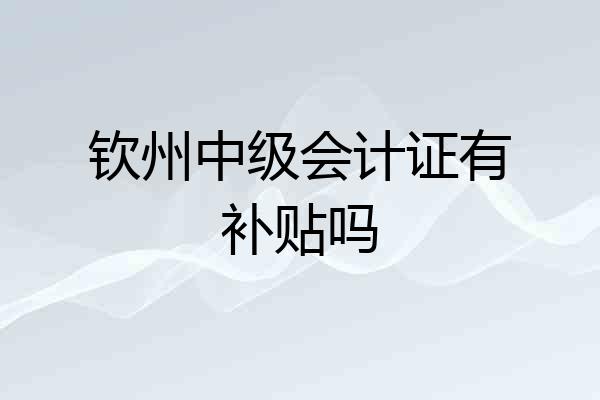 钦州中级会计证有补贴吗