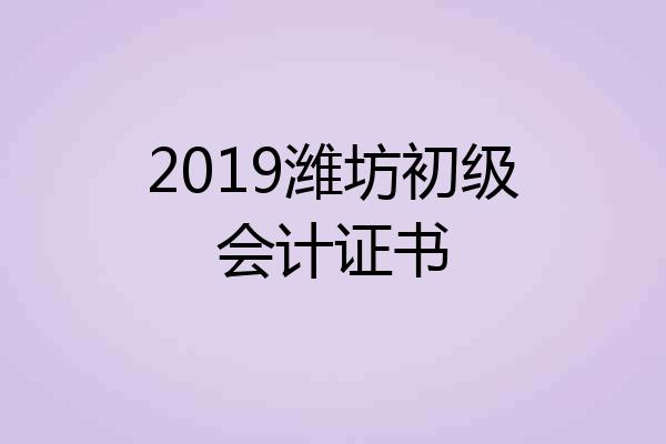 2019潍坊初级会计证书