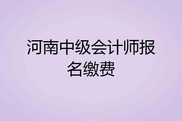 河南中级会计师报名缴费
