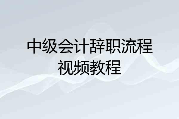 中级会计辞职流程视频教程