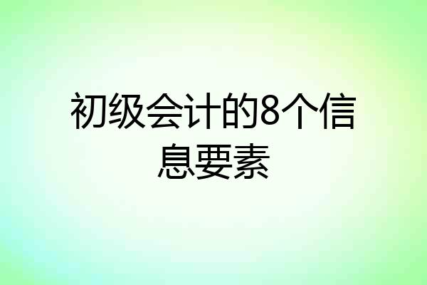 初级会计的8个信息要素