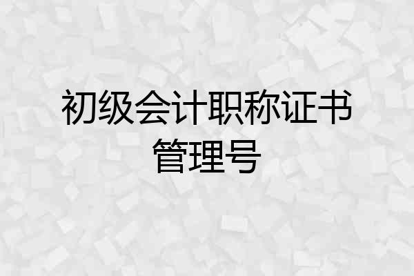 初级会计职称证书管理号