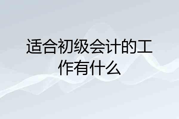 适合初级会计的工作有什么