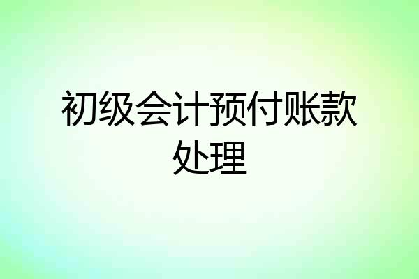 初级会计预付账款处理