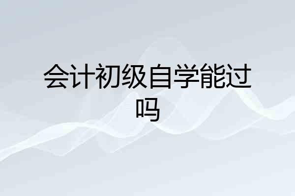 会计初级自学能过吗