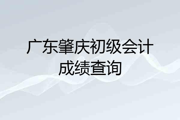 广东肇庆初级会计成绩查询