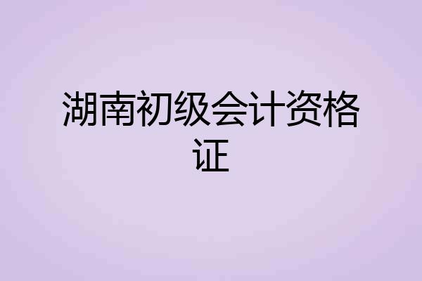 湖南初级会计资格证