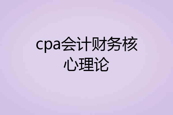 cpa会计财务核心理论