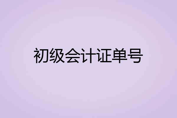 初级会计证单号