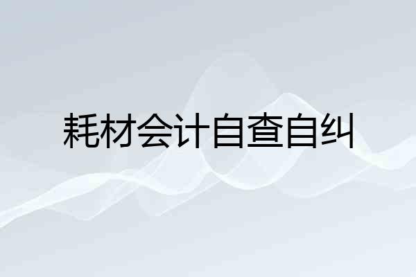 耗材会计自查自纠