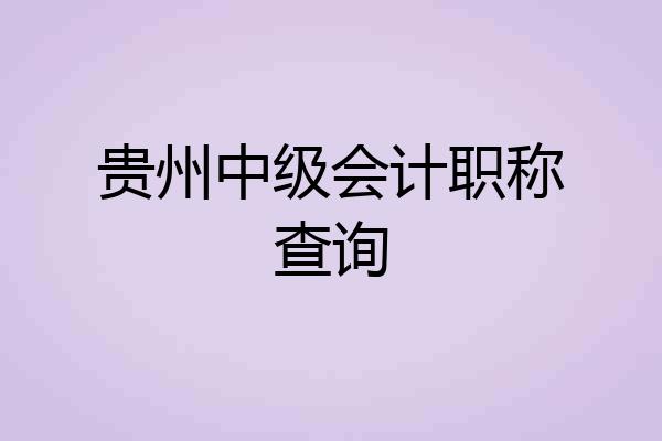 贵州中级会计职称查询