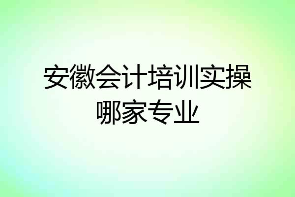 安徽会计培训实操哪家专业
