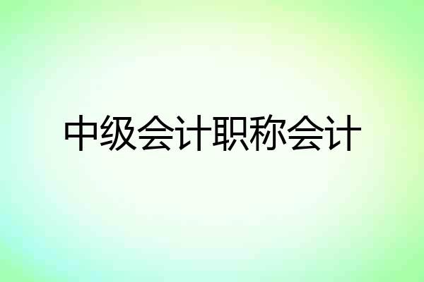 中级会计职称会计
