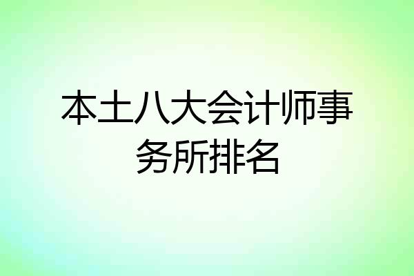 本土八大会计师事务所排名