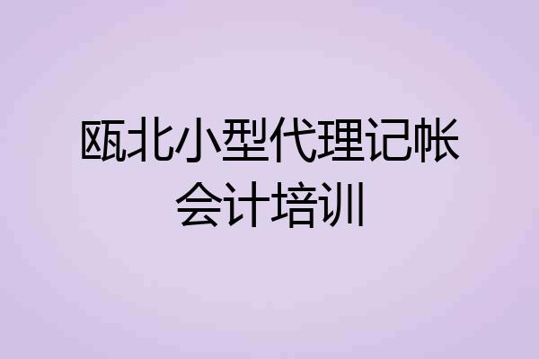 瓯北小型代理记帐会计培训