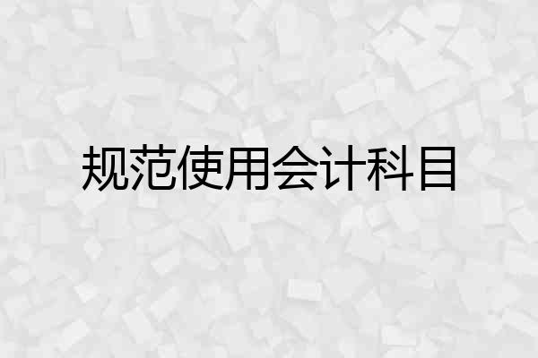 规范使用会计科目