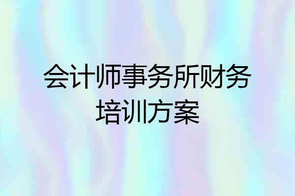 会计师事务所财务培训方案