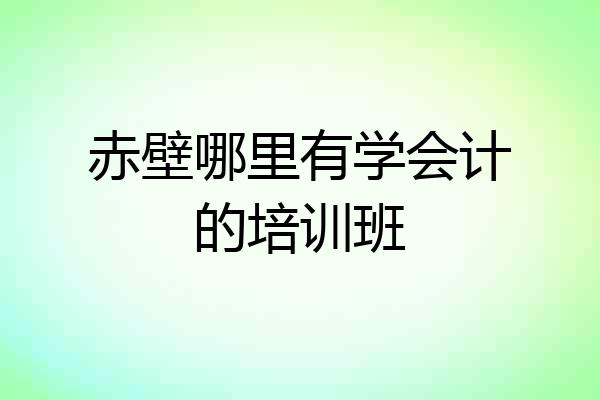 赤壁哪里有学会计的培训班