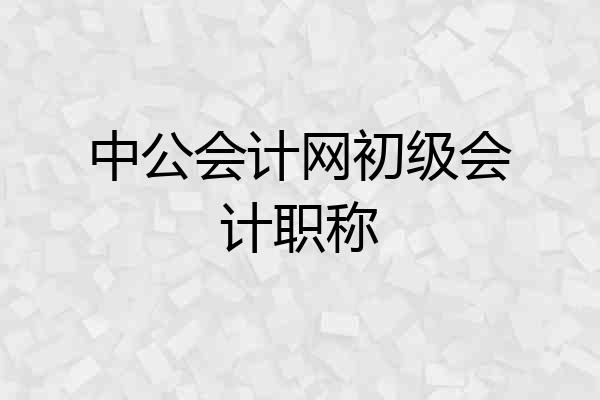 中公会计网初级会计职称