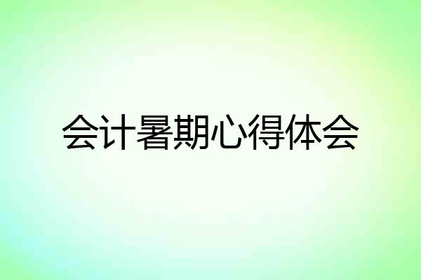 会计暑期心得体会