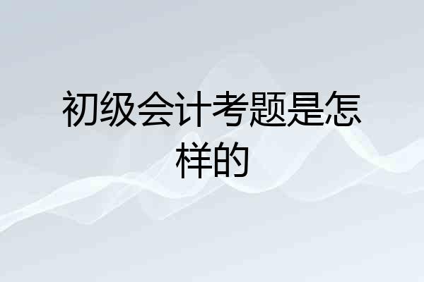 初级会计考题是怎样的