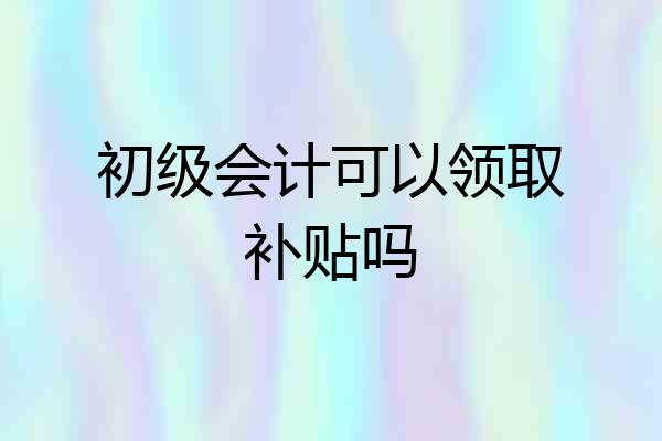 初级会计可以领取补贴吗