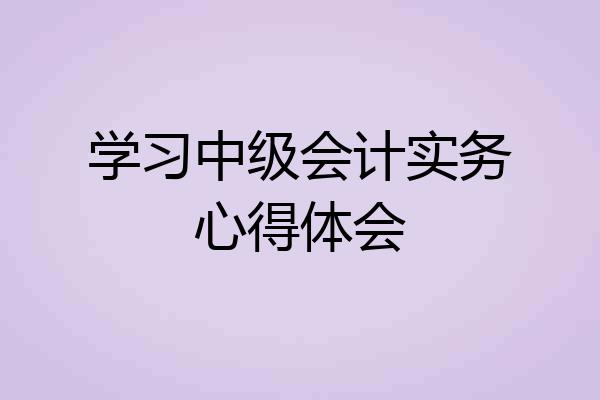 学习中级会计实务心得体会