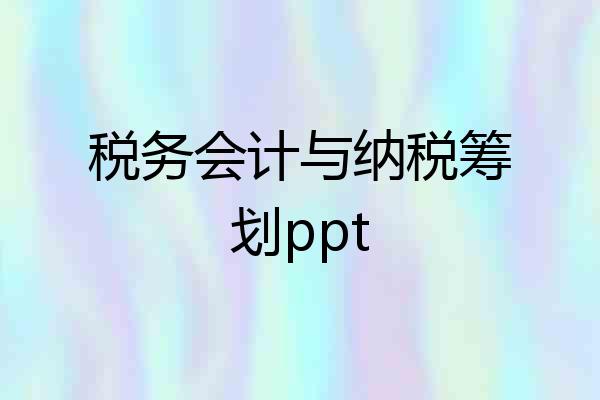 税务会计与纳税筹划ppt