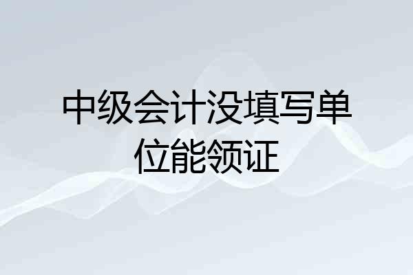 中级会计没填写单位能领证
