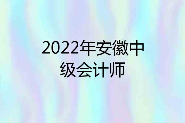2022年安徽中级会计师