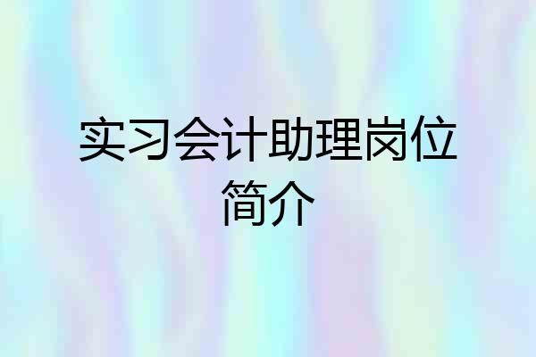 实习会计助理岗位简介