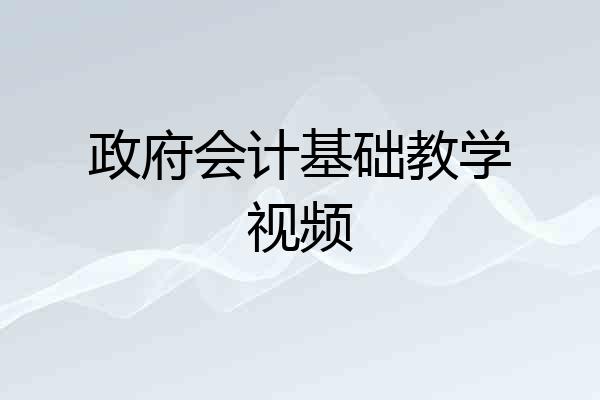 政府会计基础教学视频
