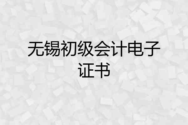无锡初级会计电子证书