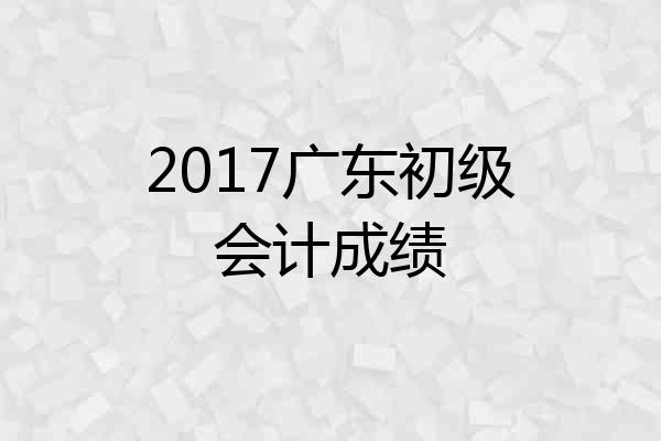 2017广东初级会计成绩