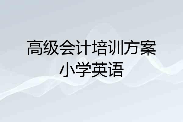 高级会计培训方案小学英语