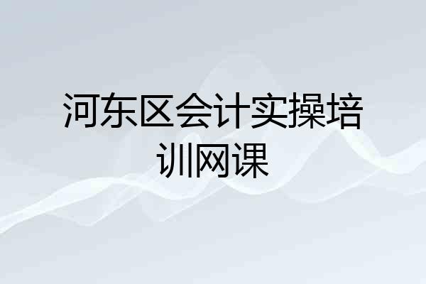 河东区会计实操培训网课