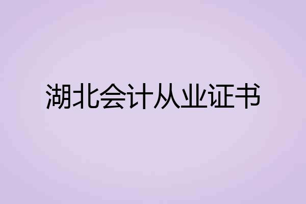 湖北会计从业证书